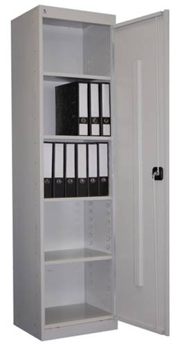 Архивный шкаф полочный — ШХА-50(50), 1850x490x500 на 4 полки RAL 7035, серый с ключевым замком