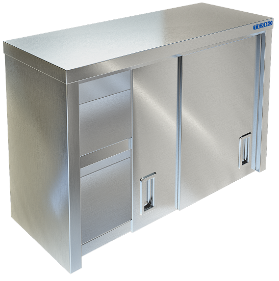 Фото - полка-шкаф для кухни с дверками из нержавейки пн-122/900 (900x350x600 мм)